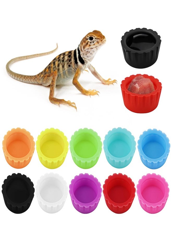 UPIQNG 10 Pack Colorful Crested Gecko Feeding Dishes Reusable Small Reptile Food and Water Bowls Accessories for Cresteds, Tortoises, Crabs, and Small Pets10 Colors - Image 1
